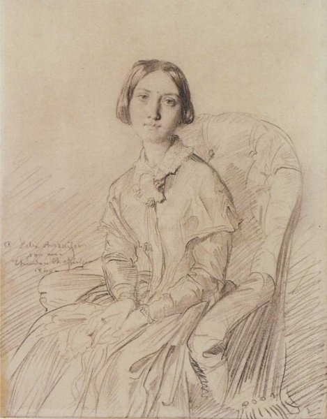Main Product Photo of Portrait of Mme Felix Ravaisson-Mollien Painting by Theodore Chasseriau