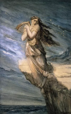 Sappho Leaping into the Sea from the Leucadian Promontory painting by Theodore Chasseriau