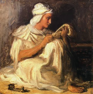 Young Teleb Seated by Theodore Chasseriau Oil Painting