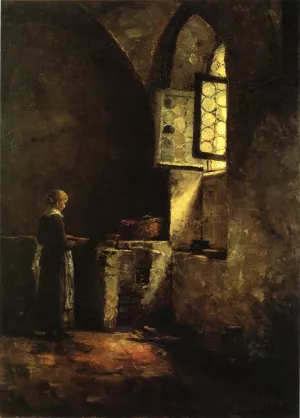 A Corner in the Old Kitchen of the Mittenheim Cloister Oil painting by Theodore Clement Steele