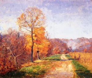 Along a Country Lane by Theodore Clement Steele Oil Painting