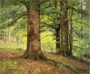 Beech Trees painting by Theodore Clement Steele