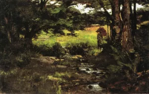 Brook in Woods by Theodore Clement Steele - Oil Painting Reproduction