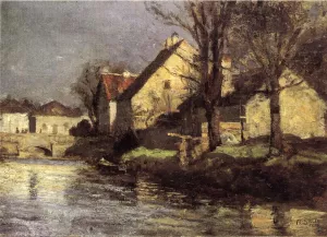 Canal, Schlessheim painting by Theodore Clement Steele