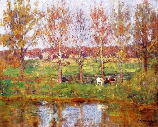 Main Product Photo of Cows by the Stream Painting by Theodore Clement Steele