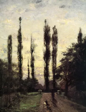 Evening, Poplars by Theodore Clement Steele - Oil Painting Reproduction