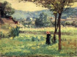Flower Garden at Brookville by Theodore Clement Steele - Oil Painting Reproduction