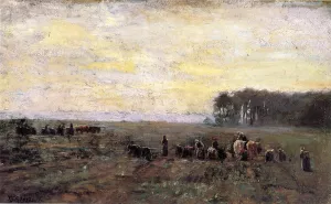 Haying Scene by Theodore Clement Steele - Oil Painting Reproduction