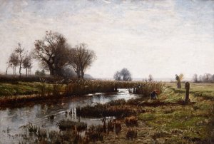 Late Afternoon, Dachau Moor by Theodore Clement Steele Oil Painting