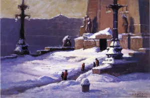 Monument in the Snow by Theodore Clement Steele Oil Painting