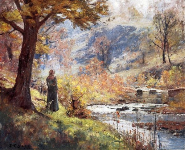 Main Product Photo of Morning by the Stream Painting by Theodore Clement Steele