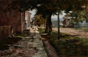 Street in Vernon Oil painting by Theodore Clement Steele