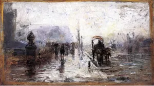 Street Scene with Carriage by Theodore Clement Steele - Oil Painting Reproduction