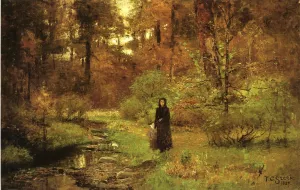 The Brook in the Woods by Theodore Clement Steele Oil Painting