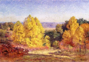 The Poplars painting by Theodore Clement Steele