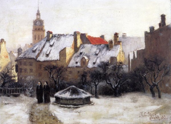 Main Product Photo of Winter Afternoon - Old Munich Painting by Theodore Clement Steele