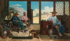 Afternoon's rest by Theodore Didier Delamarre Oil Painting