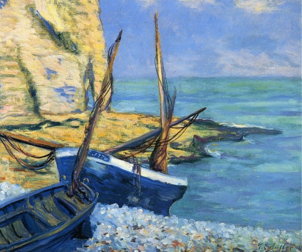 Main Product Photo of Boats at Etretat also known as Bateaux a Etretat Painting by Theodore Earl Butler