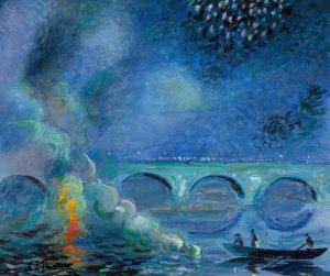 Fireworks; Bridge at Vernon, France by Theodore Earl Butler Oil Painting