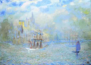 Goelettes in the Port of New York painting by Theodore Earl Butler