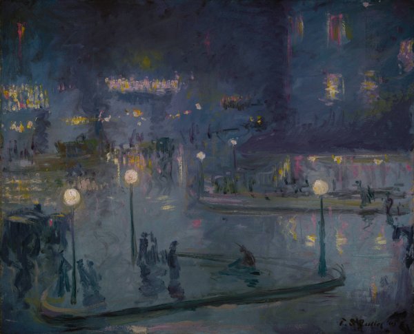 Place de Rome at Night  by Theodore Earl Butler - Hand-Painted Oil Painting Reproduction