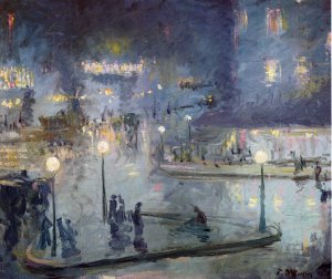 Place du Rome at Night by Theodore Earl Butler Oil Painting