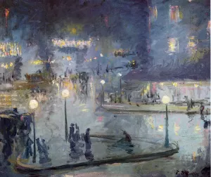 Place du Rome at Night by Theodore Earl Butler - Oil Painting Reproduction
