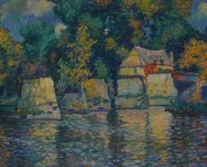 Red Bridge at Vernon by Theodore Earl Butler Oil Painting