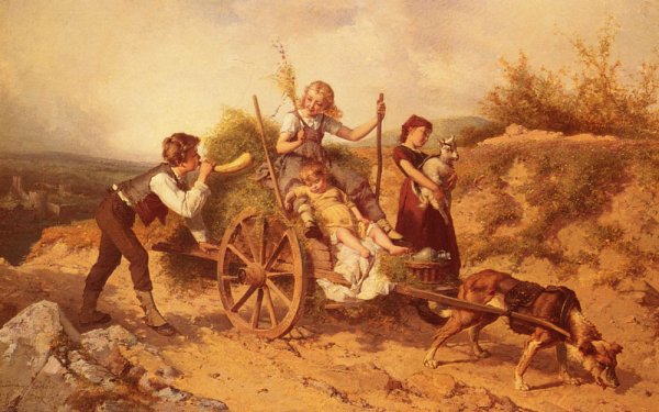 The Country Children by Theodore Gerard - Hand-Painted Oil Painting Reproduction