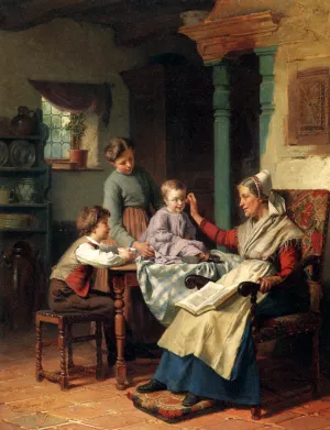 Trying On Grandmother's Spectacles by Theodore Gerard Oil Painting