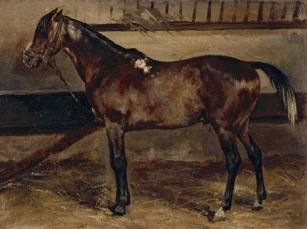 Cheval brun a l'ecurie  by Theodore Gericault - Hand-Painted Oil Painting Reproduction