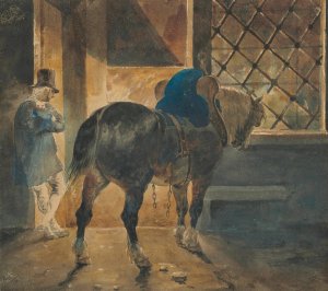 Cheval de trait a l'ecurie by Theodore Gericault Oil Painting