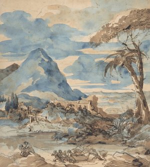 Landscape with Fishermen by Theodore Gericault Oil Painting