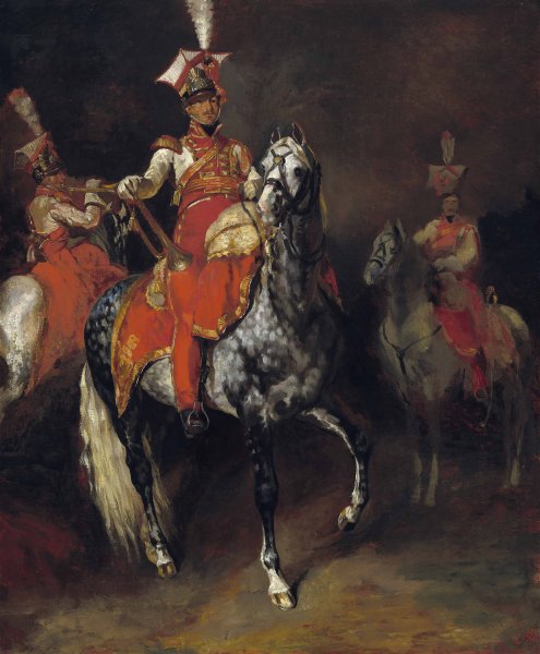 Mounted Trumpeters of Napoleon's Imperial Guard  by Theodore Gericault - Hand-Painted Oil Painting Reproduction