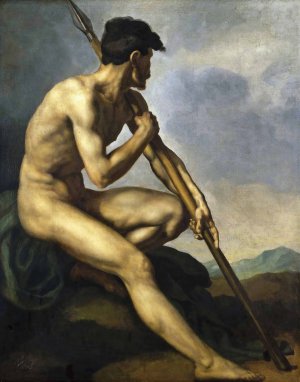 Nude Warrior with a Spear by Theodore Gericault Oil Painting
