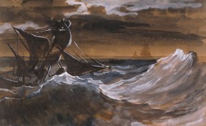 Sailboat on a Raging Sea by Theodore Gericault Oil Painting