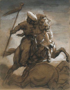 Turkish Cavalier in Combat by Theodore Gericault Oil Painting