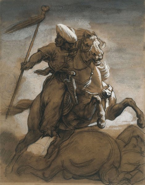 Turkish Cavalier in Combat  by Theodore Gericault - Hand-Painted Oil Painting Reproduction
