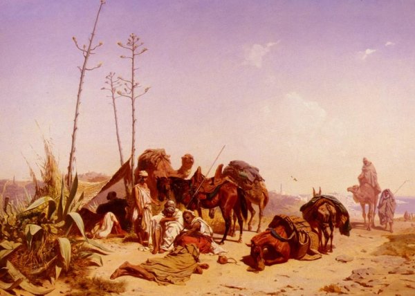 Main Product Photo of Mittagruhe In Algier Painting by Theodore Horschelt