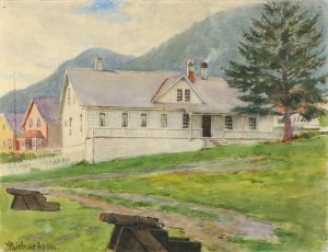 Former Governor's House, Sitka, 1905 by Theodore J. Richardson Oil Painting