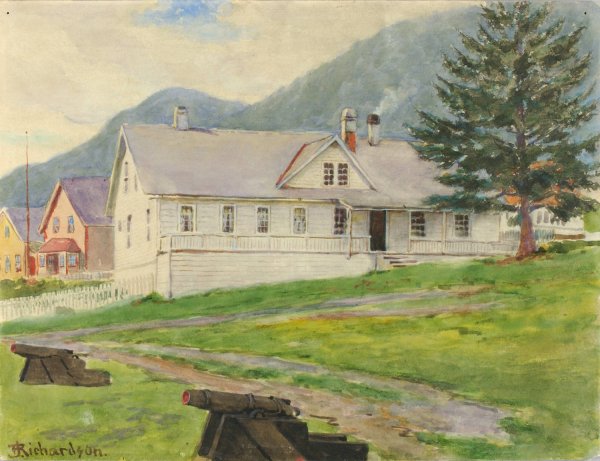 Former Governor's House, Sitka, 1905  by Theodore J. Richardson - Hand-Painted Oil Painting Reproduction