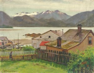 In The Old Quarter, Sitka, 1900 by Theodore J. Richardson Oil Painting