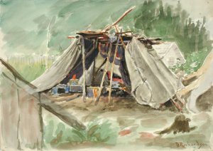 Indian Camp, Alaska by Theodore J. Richardson Oil Painting