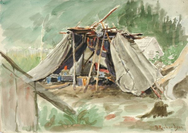 Indian Camp, Alaska  by Theodore J. Richardson - Hand-Painted Oil Painting Reproduction