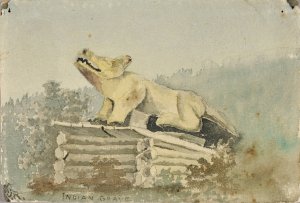 Indian Grave. Wolf Totem Over Medicine Man Grave, Wrangell by Theodore J. Richardson Oil Painting