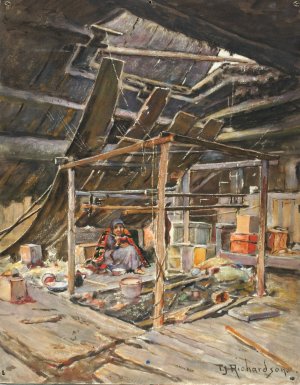Native Interior by Theodore J. Richardson Oil Painting