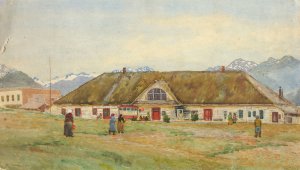 Old Russian Trading Post, Sitka by Theodore J. Richardson Oil Painting