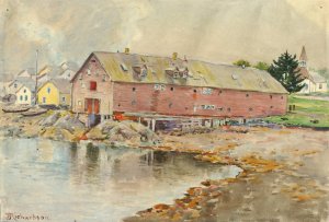 The Old Warehouse, Sitka by Theodore J. Richardson Oil Painting