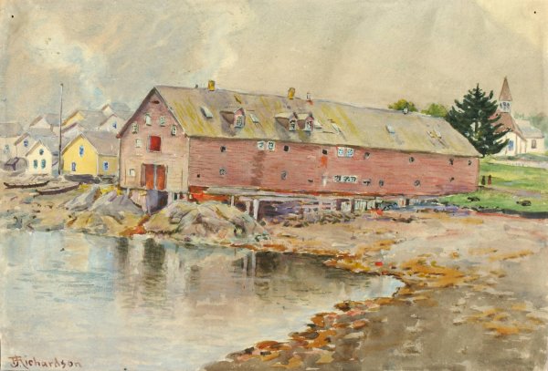 The Old Warehouse, Sitka  by Theodore J. Richardson - Hand-Painted Oil Painting Reproduction