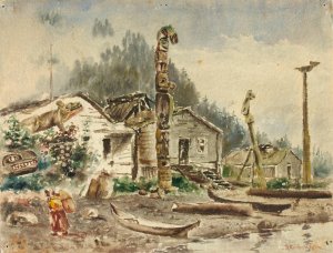 View Of Wrangell, Alaska, In 1884 by Theodore J. Richardson Oil Painting
